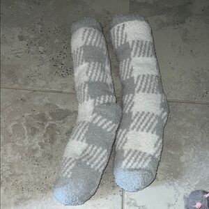 Cozy Gray and White Checkered Socks